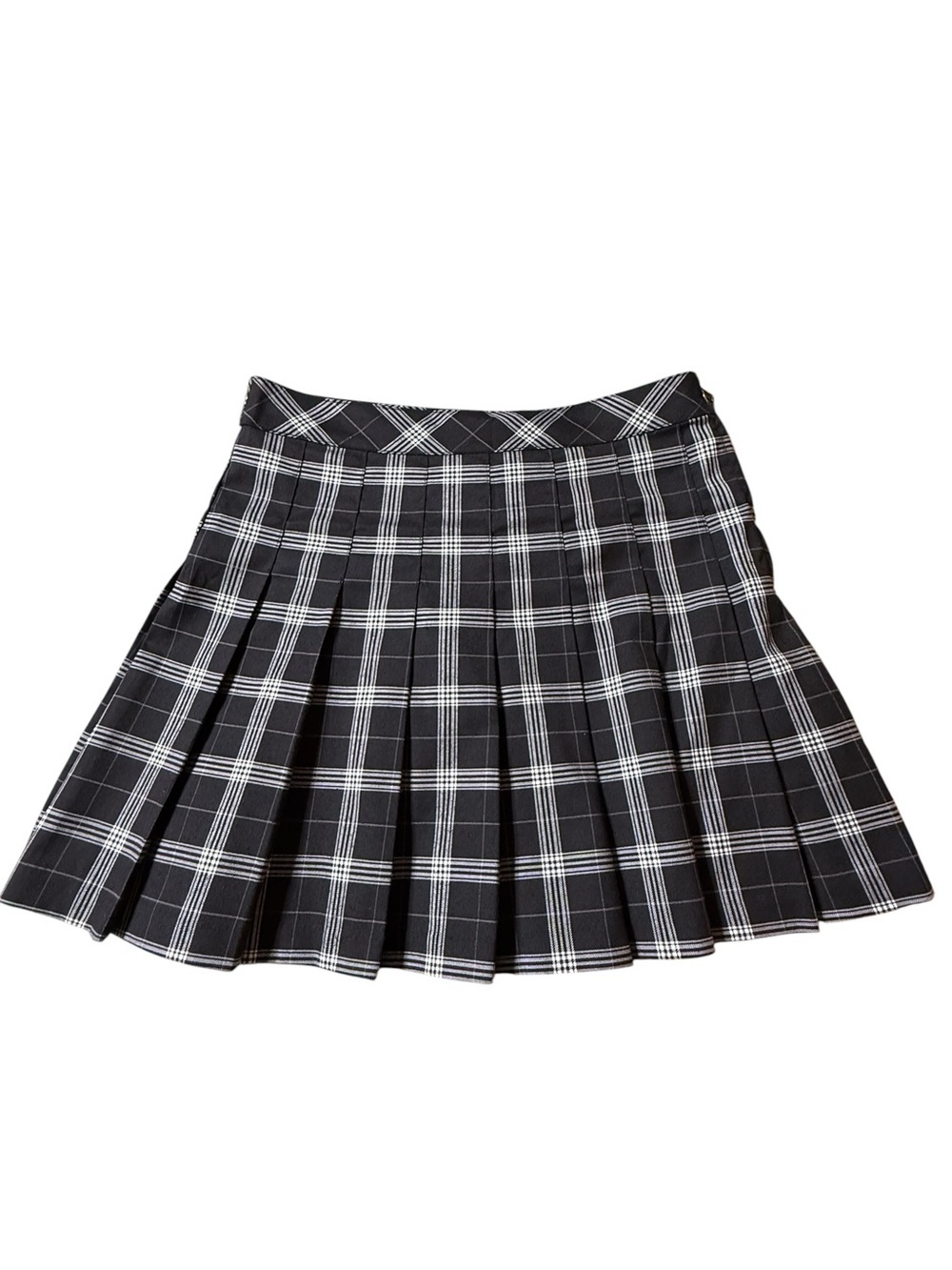 Divided H &M Women's Black White Plaid Pleated School Girl Mini Skirt Size 10